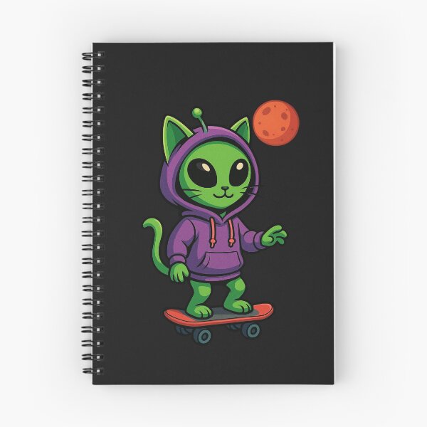 Item preview, Alien Cat in Hoodie Hoverboarding on Mars | Space Streetwear Art designed and sold by ColorSplash123.