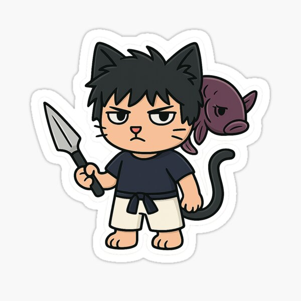 Item preview, Grumpy Broke Cat with a Spear designed and sold by NyxVerse-Studio.