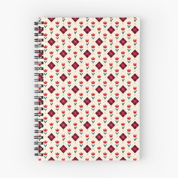 Item preview, Red Tulip Lattice Pattern – Elegant Floral Diamond Grid Design designed and sold by UniqueDesign751.