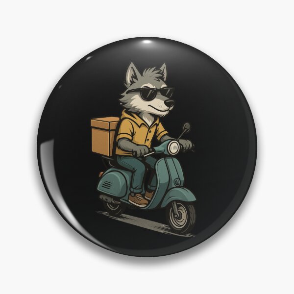 Item preview, Stylish Wolf on Scooter with Delivery Bag | Urban Animal Courier Art designed and sold by ColorSplash123.