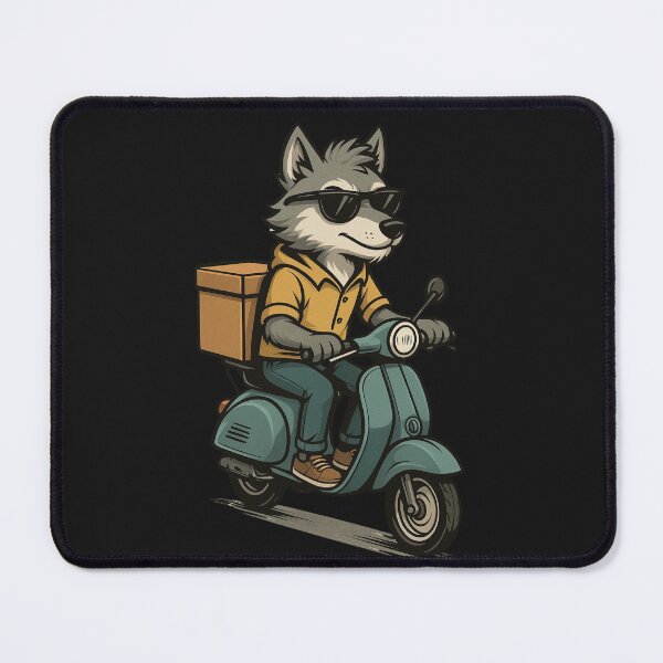 Item preview, Stylish Wolf on Scooter with Delivery Bag | Urban Animal Courier Art designed and sold by ColorSplash123.