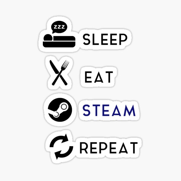 Sleep - Eat - Steam - Repeat Sticker