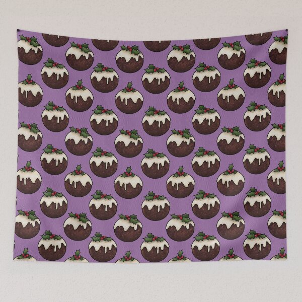 Item preview, Christmas pudding feast with Holly, royal purple designed and sold by Joan and Rose.