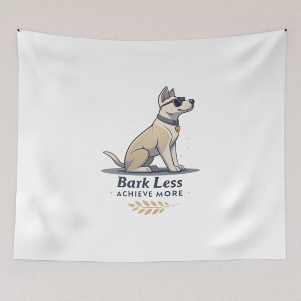 Item preview, Bark Less, Achieve More – Motivated Dog Cartoon designed and sold by Mintloop-Studio.