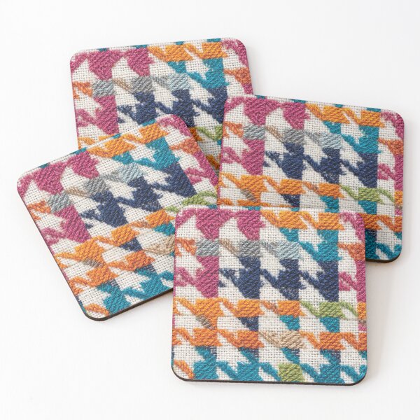 Item preview, Colorful Faux Embroidery Houndstooth Fabric Pattern designed and sold by Nicholas Panek.