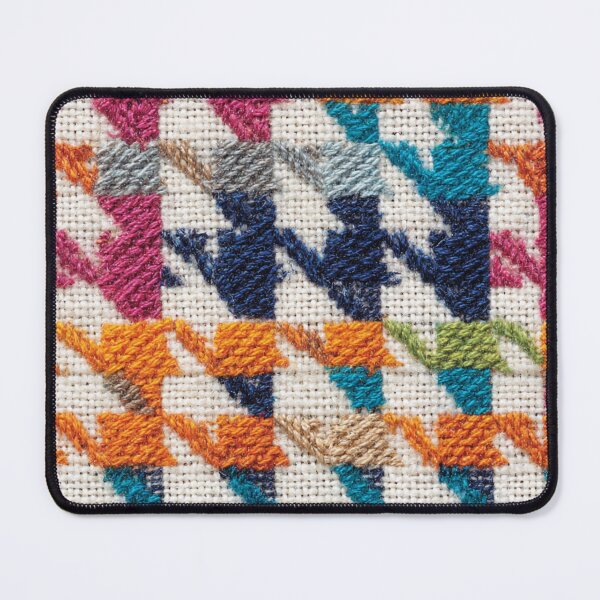 Item preview, Colorful Faux Embroidery Houndstooth Fabric Pattern designed and sold by Nicholas Panek.