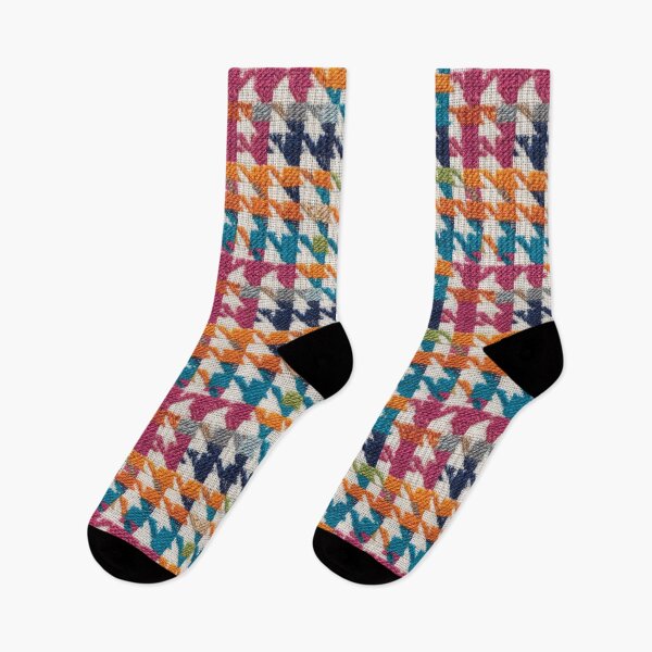 Item preview, Colorful Faux Embroidery Houndstooth Fabric Pattern designed and sold by Nicholas Panek.
