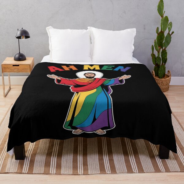 Item preview, Ah Men Funny LGBT Gay Pride Jesus Rainbow Flag Christian designed and sold by brynatshop.