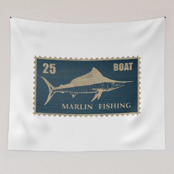 Item preview, Vintage Marlin Fishing Stamp Design designed and sold by KiwiRider.