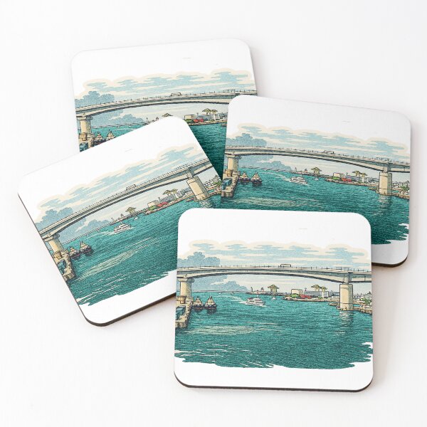 Item preview, Harbor Gateway | Bridge Over Tranquil Waters – Retro Ukiyo-e Vibes designed and sold by GeEeN.