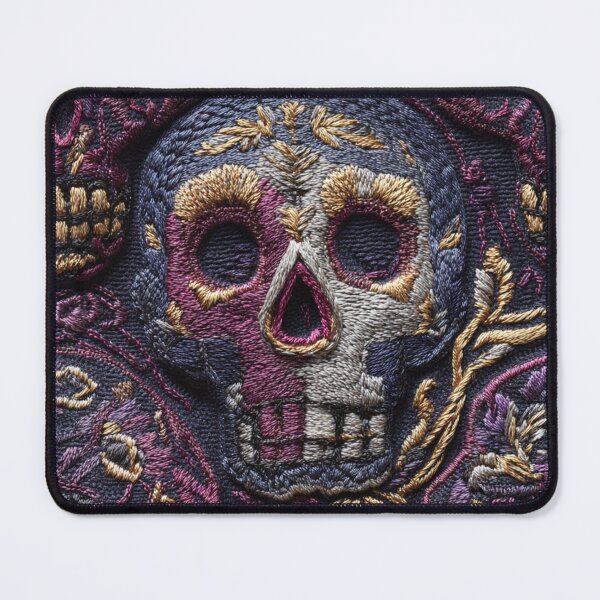 Item preview, Sugar Skull Faux Embroidery Fabric Pattern designed and sold by Nicholas Panek.