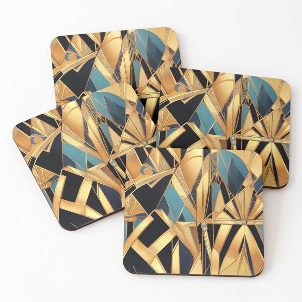 Item preview, Luxury Art Deco Golden And Blue Geometric Abstract  designed and sold by DEC02.