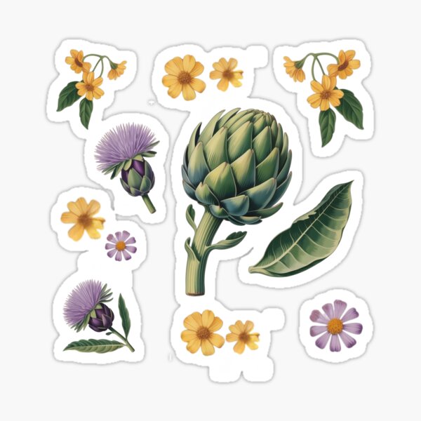 Artikel-Vorschau von „Vintage botanisches Artischocken- und Wildblumenmuster“, designt und verkauft von VisuraStudio.