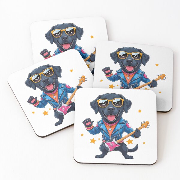 Item preview, Cute Rockstar Black Labrador Retriever Cartoon – Fun Music Dog Art designed and sold by Fredster1966.
