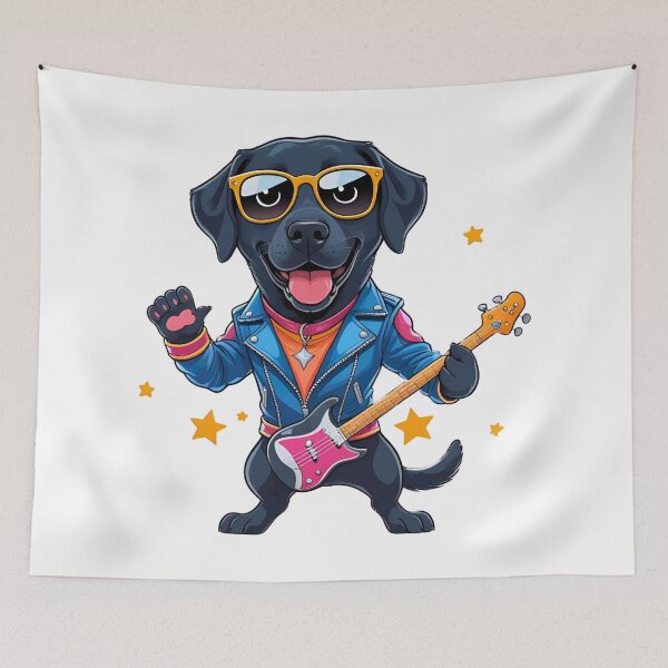 Item preview, Cute Rockstar Black Labrador Retriever Cartoon – Fun Music Dog Art designed and sold by Fredster1966.