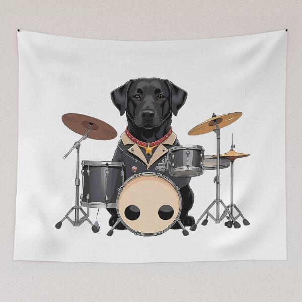 Item preview, Cute Rockstar Black Labrador Retriever Cartoon – Fun Music Dog Art designed and sold by Fredster1966.