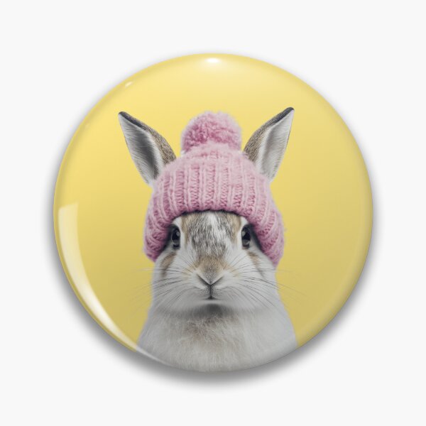 Item preview, Cozy Snowshoe Hare Wearing Pink Winter Hat Trendy Animal Fashion Artwork designed and sold by LazyOwlStore.