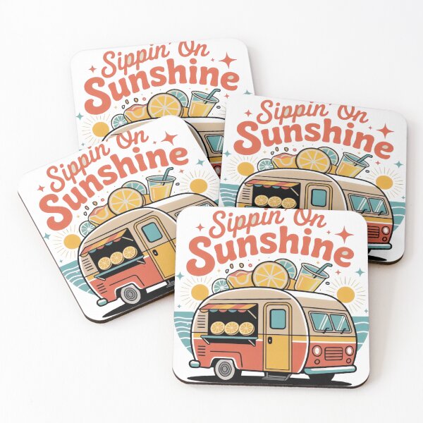 Item preview, Sippin’ on Sunshine – Retro Lemonade Camper Cartoon Summer Logo Design designed and sold by ARTReMi.