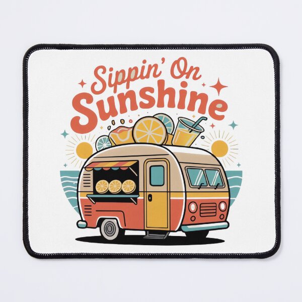 Item preview, Sippin’ on Sunshine – Retro Lemonade Camper Cartoon Summer Logo Design designed and sold by ARTReMi.
