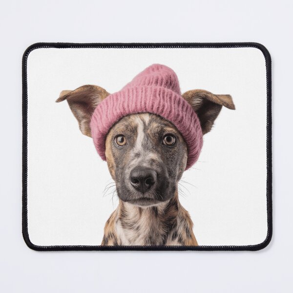 Item preview, Cozy Wild Dog Wearing Pink Winter Hat Trendy Animal Fashion Artwork designed and sold by LazyOwlStore.