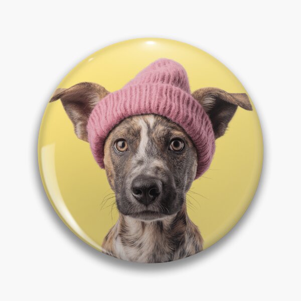 Item preview, Cozy Wild Dog Wearing Pink Winter Hat Trendy Animal Fashion Artwork designed and sold by LazyOwlStore.