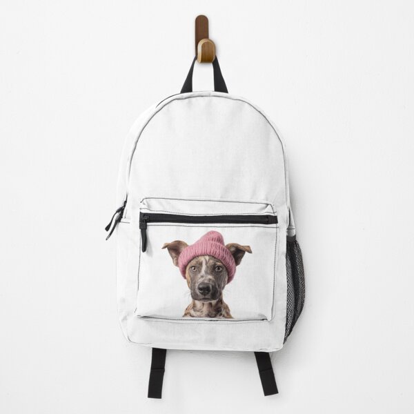 Item preview, Cozy Wild Dog Wearing Pink Winter Hat Trendy Animal Fashion Artwork designed and sold by LazyOwlStore.