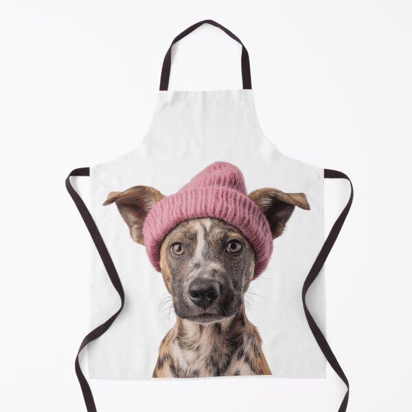 Item preview, Cozy Wild Dog Wearing Pink Winter Hat Trendy Animal Fashion Artwork designed and sold by LazyOwlStore.