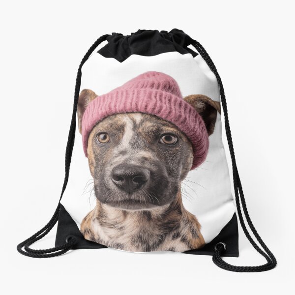 Item preview, Cozy Wild Dog Wearing Pink Winter Hat Trendy Animal Fashion Artwork designed and sold by LazyOwlStore.
