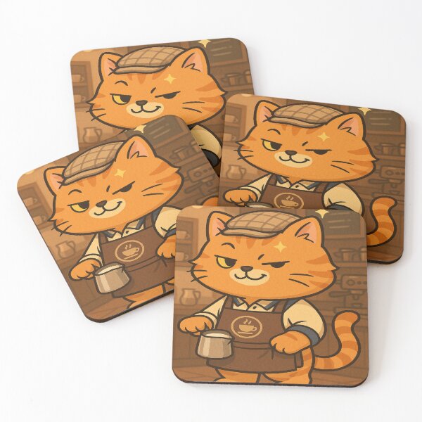 Item preview, Cute Coffee Cat Barista - Vintage Style designed and sold by pikgag.