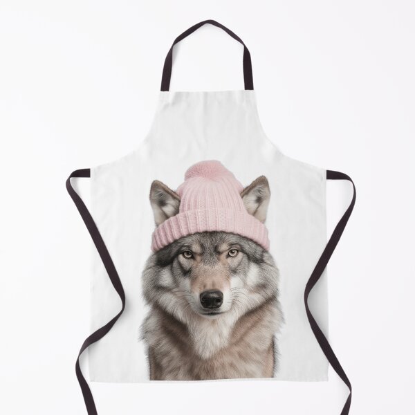 Item preview, Cozy Wolf Wearing Pink Winter Hat Trendy Animal Fashion Artwork designed and sold by LazyOwlStore.