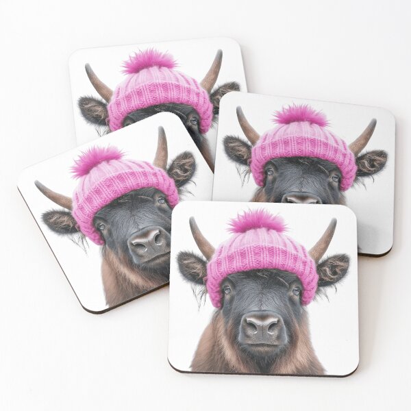 Item preview, Cozy Yak Wearing Pink Winter Hat Trendy Animal Fashion Artwork designed and sold by LazyOwlStore.