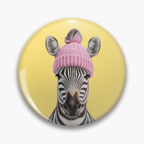 Item preview, Cozy Zebra Wearing Pink Winter Hat Trendy Animal Fashion Artwork designed and sold by LazyOwlStore.