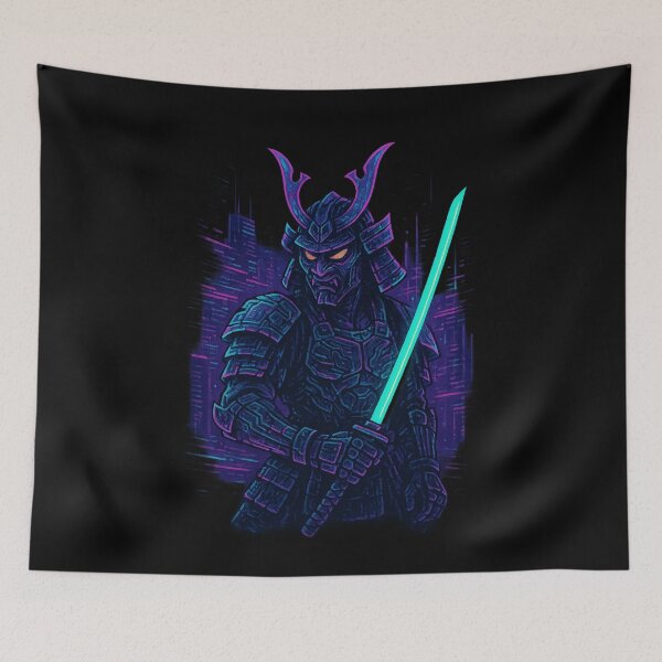 Item preview, Neon Cyber Samurai – Shadow in the Circuit City designed and sold by Design_Your_Day.
