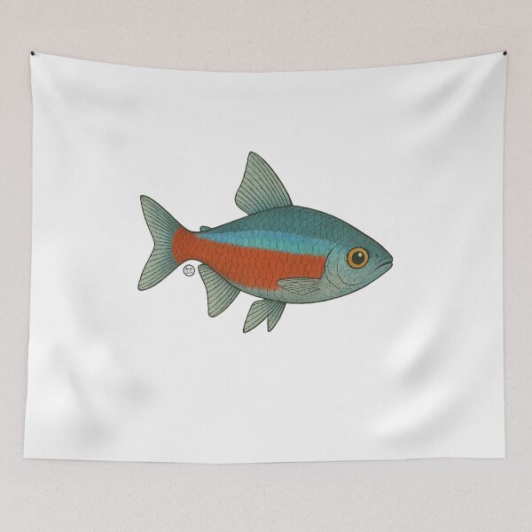 Item preview, Neon Tetra Fish Japanese Style - Amazon Fish - Cardinal Tetra designed and sold by Kabuji Store.