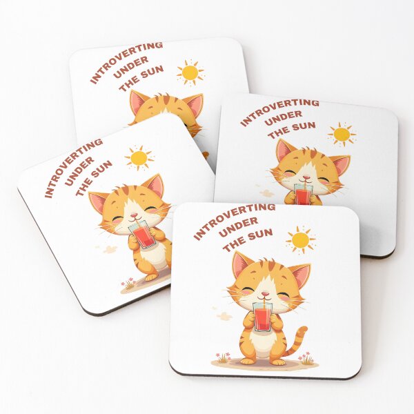 Item preview, Introverting Under the Sun | Cute Orange Cat Summer Kawaii Design designed and sold by ArtbotsGallery.