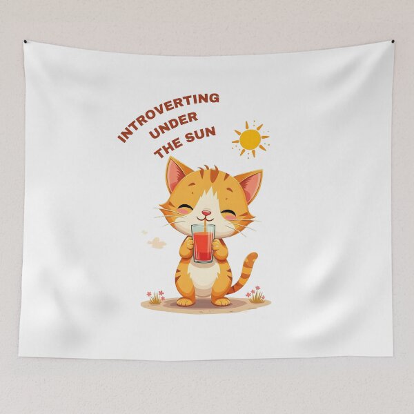 Item preview, Introverting Under the Sun | Cute Orange Cat Summer Kawaii Design designed and sold by ArtbotsGallery.
