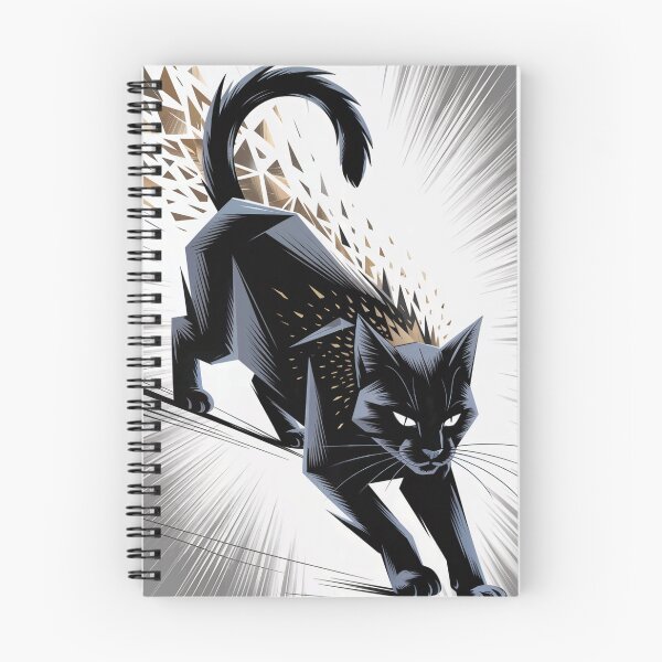 Item preview, Dynamic Black Cat - Geometric & Energetic Feline designed and sold by ShadowAndSlate.