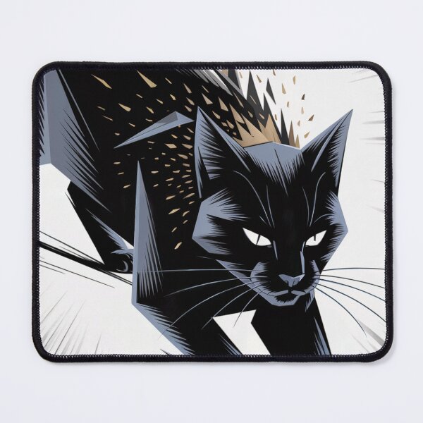 Item preview, Dynamic Black Cat - Geometric & Energetic Feline designed and sold by ShadowAndSlate.