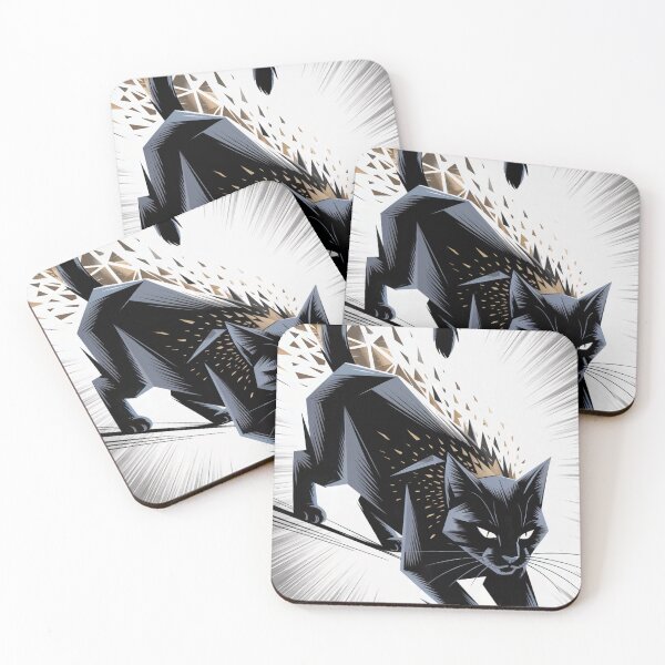 Item preview, Dynamic Black Cat - Geometric & Energetic Feline designed and sold by ShadowAndSlate.