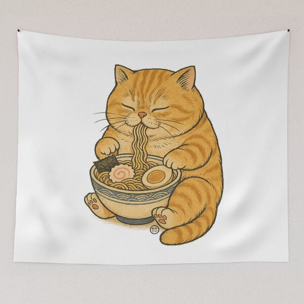 Item preview, Noodle Cat - Ramen Cat Japanese Kawaii Ramen Neko - Orange Tabby Cat designed and sold by Kabuji Store.