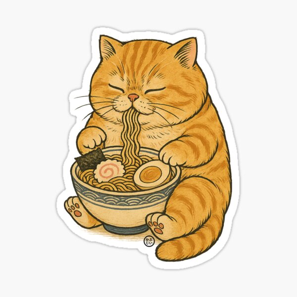 Item preview, Noodle Cat - Ramen Cat Japanese Kawaii Ramen Neko - Orange Tabby Cat designed and sold by Kabuji Store.