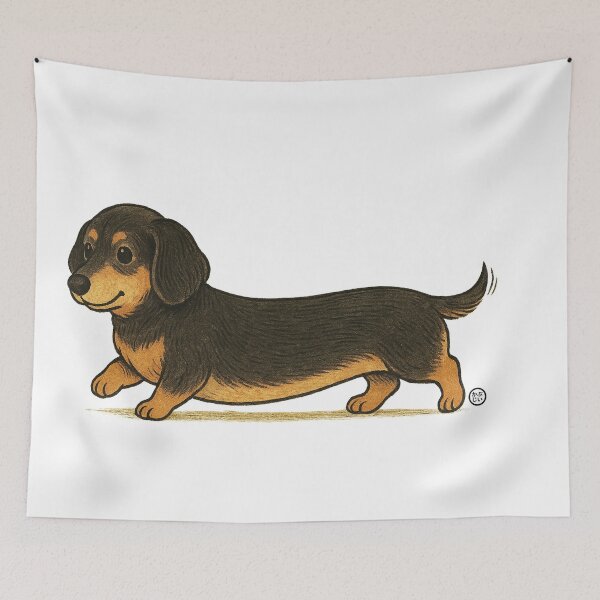Item preview, Sausage Dog Vintage Japanese Style - Cute Black Dachshund designed and sold by Kabuji Store.
