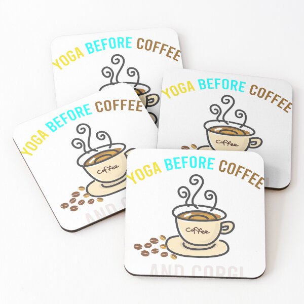 Item preview, Yoga before coffee and corgi designed and sold by Corgi & co Shop.