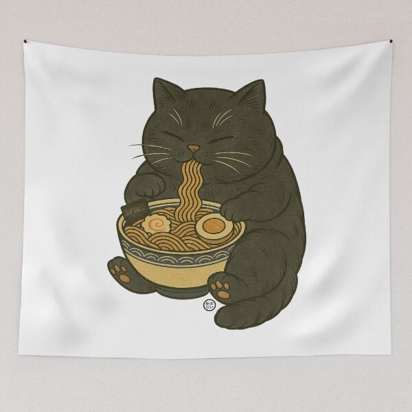 Item preview, Noodle Cat - Ramen Cat Japanese Kawaii Ramen Neko - Black Cat designed and sold by Kabuji Store.
