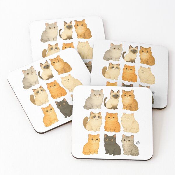Item preview, Watercolor Japanese Style Cats - Kawaii Watercolour Style Neko designed and sold by Kabuji Store.