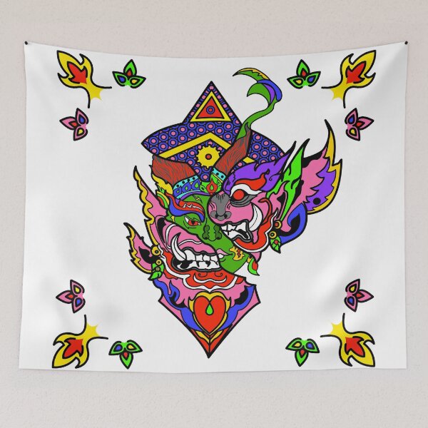 Item preview, Image of a face hidden in a Thai patterned face designed and sold by Redindys.