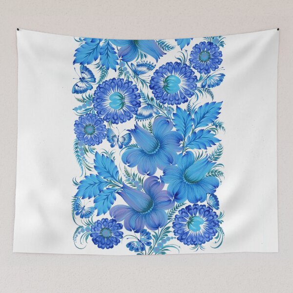 Item preview, Blue Harmony – Petrykivka Floral Art designed and sold by OrnamentUA.