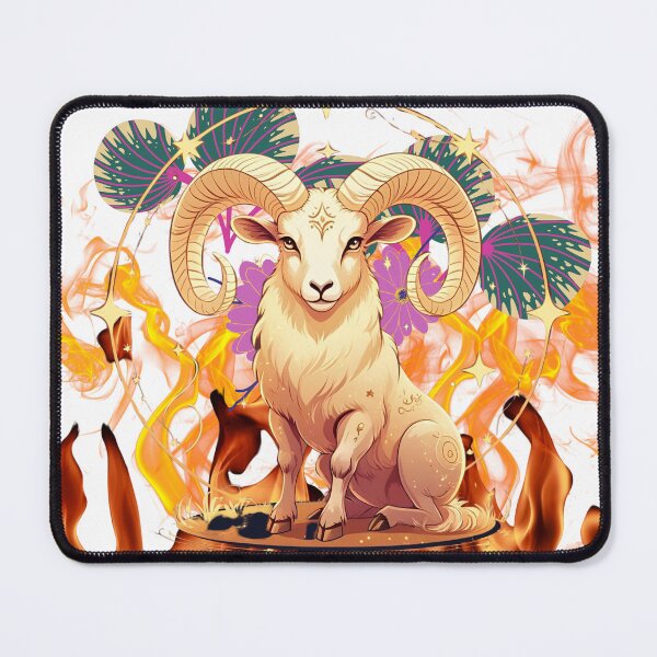 Item preview, Mystical Aries Zodiac Sign with Fire and Flames designed and sold by DreamFullArt.