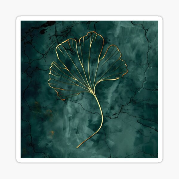 Item preview, Ginkgo line – gold leaf on emerald designed and sold by CosmicGlyph.