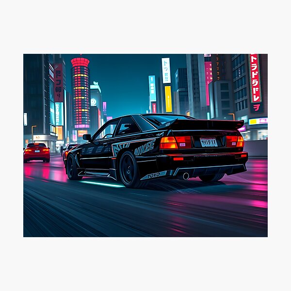 Item preview, Cyberpunk art, Audi Quattro in Neo Tokyo designed and sold by Salimgor Hangaround Music.